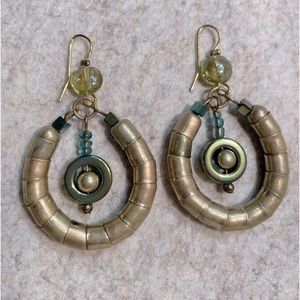 Dangling Gold Beaded Earrings